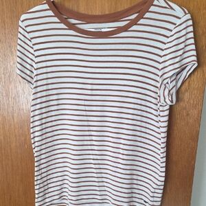 American Eagle Outfitters Brown and White Striped Tee